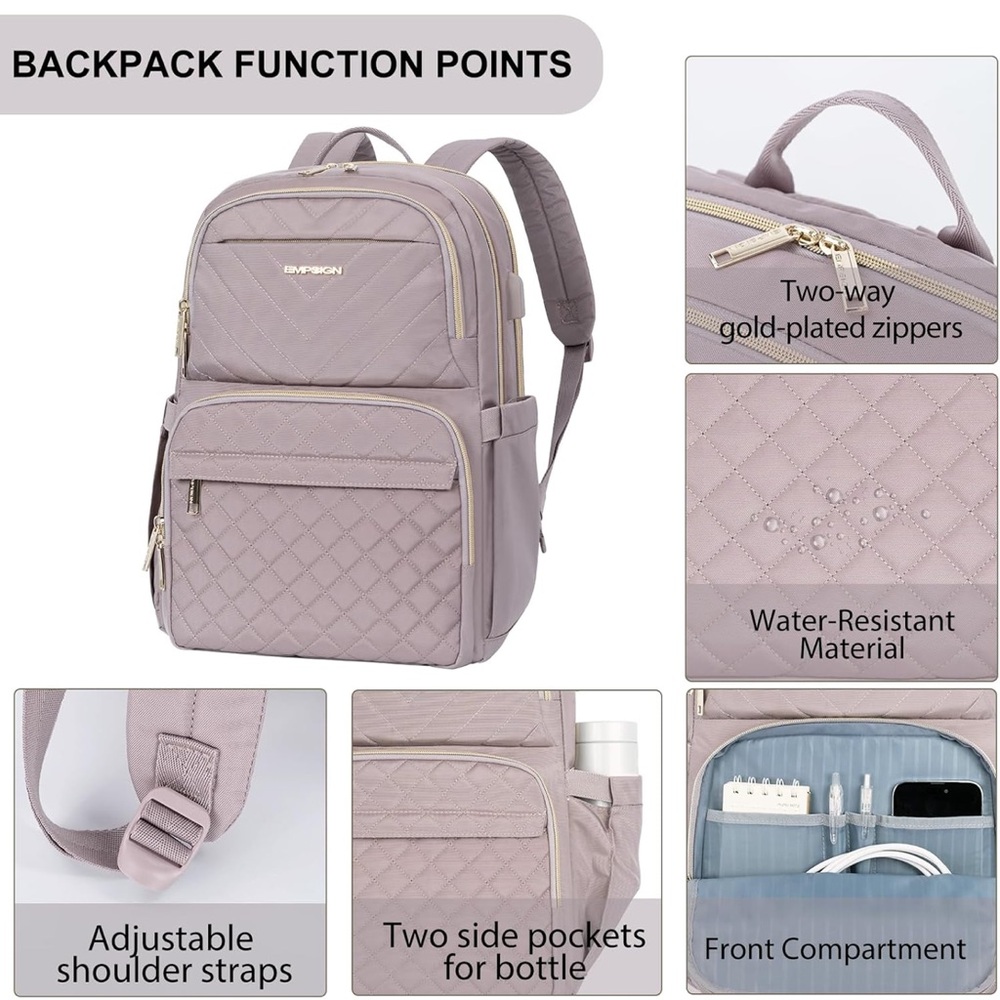 Dusty Pink Backpack with Gold Accents